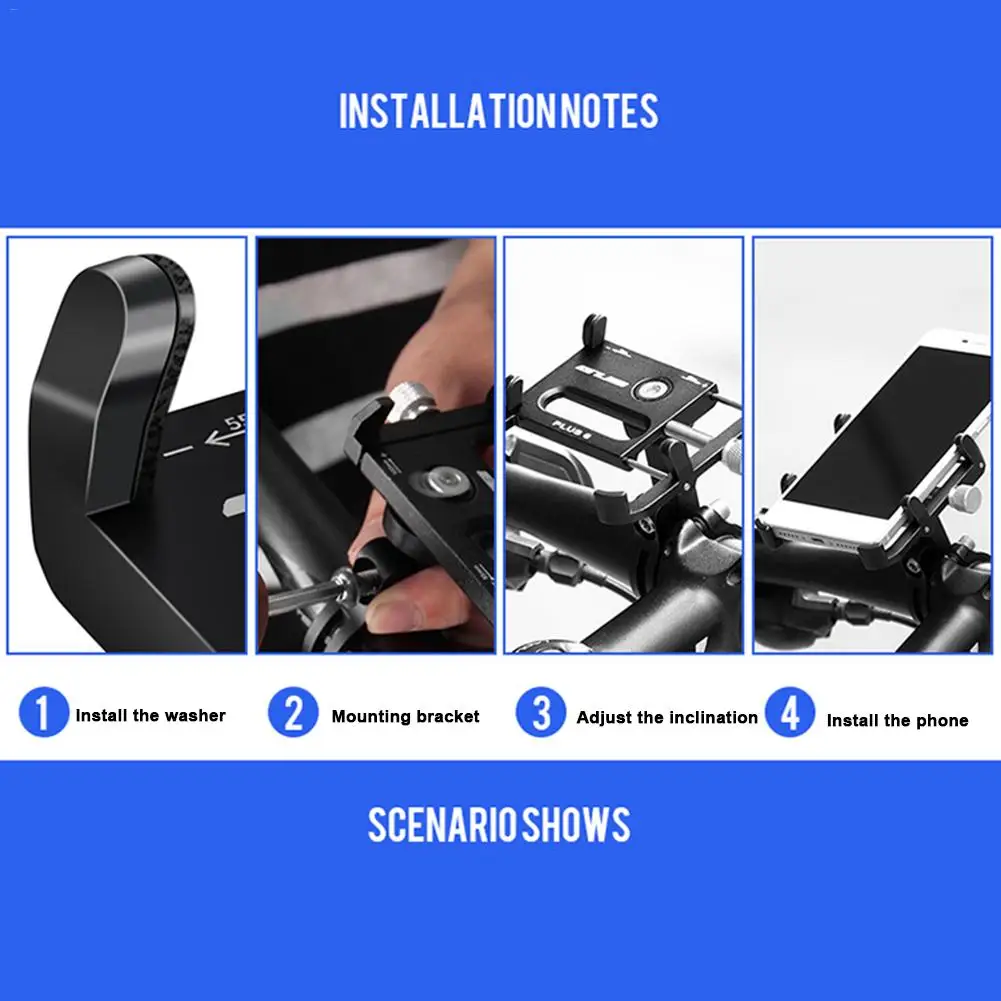 Bicycle Phone Mount Motorcycle Mobile Phone Holder Universal Adjustable for 4-6.7 Inch Electronic Device #30