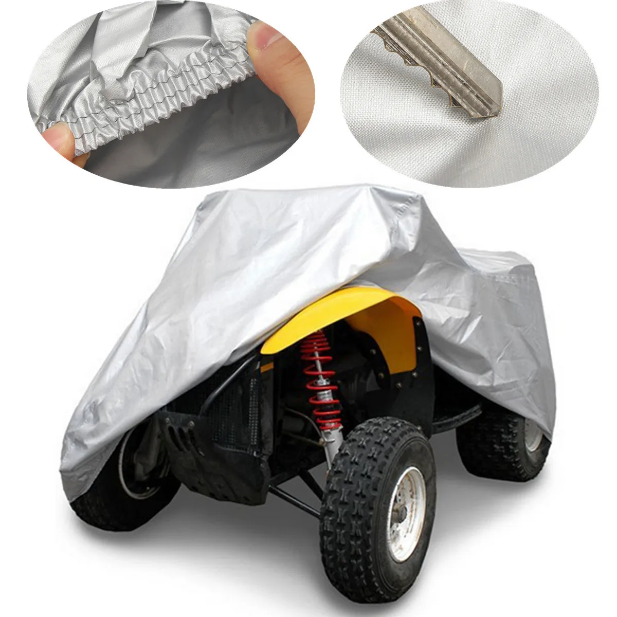 

190T Quad Bike Tractor ATV Cover Anti UV Rain Waterproof UV Heatproof Lawn Mower ATV Car Cover + Bag 210x120x115cm XL Large
