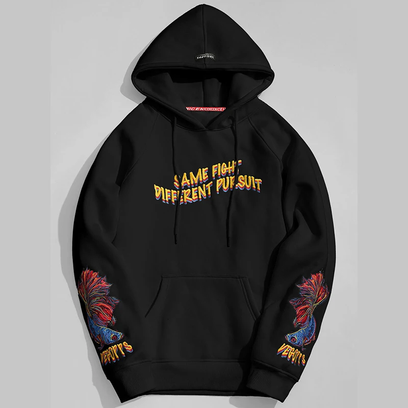 

FDWERYNH Men Embroidery Carp Hoodies Harajuku Style Casual Pullover Hooded Sweatshirts 2018 Autumn Male Streetwear Hoodies