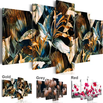 

No Frame Canvas Painting Garden of The Jungle 5 Panels Wall Art Decoration Living Room Poster Picture Home Decor