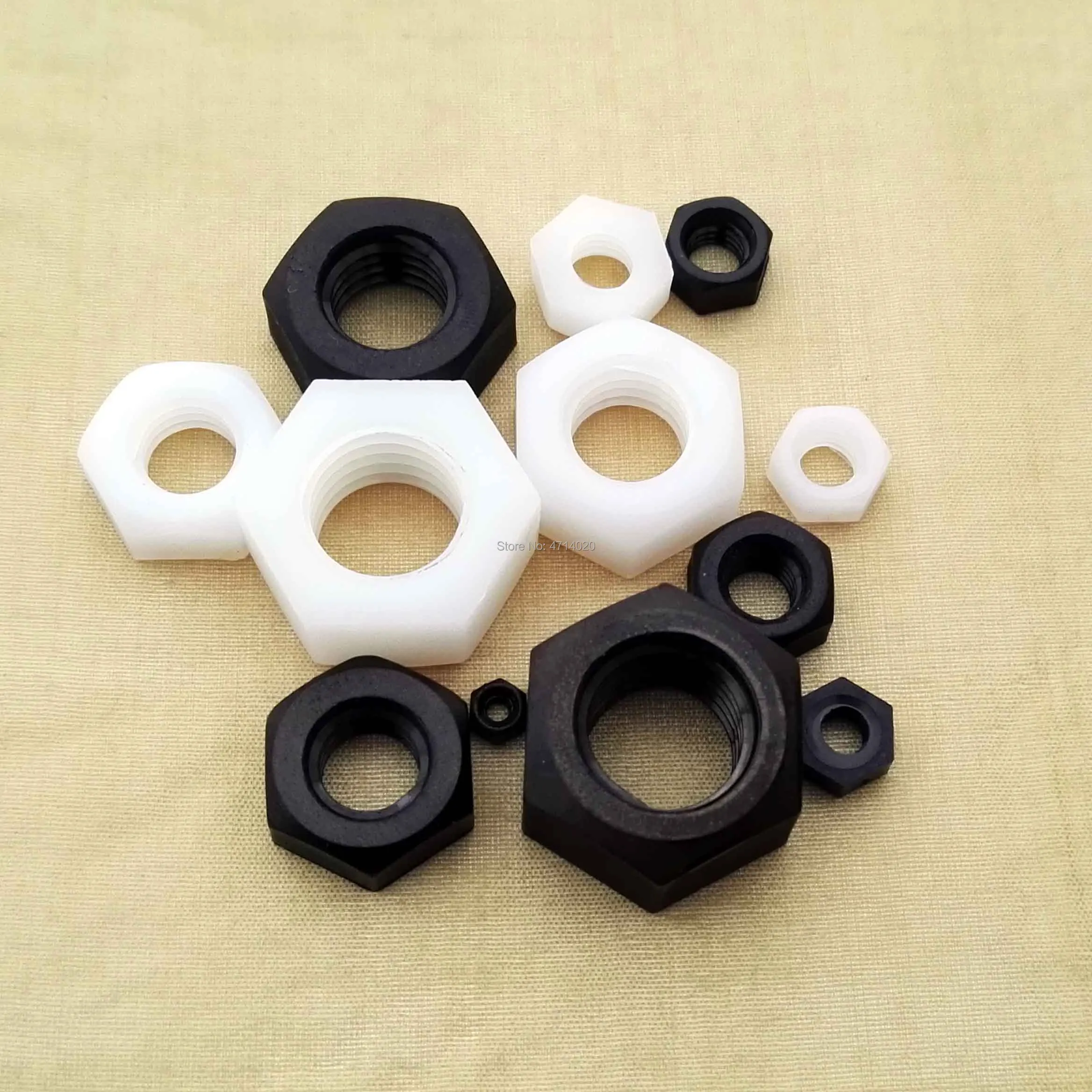 M2 M2.5 M3 M4 M5 M6 M8 M10 M12 Black White Nylon Plastic Insulation Metric Threaded Hex Hexagon Nut Bolt Screw 25x hexagon nuts