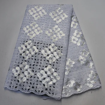 

White silver double organza lace fabric with sequins African lace fabric sequence tulle french net glitter Swiss guipure lace