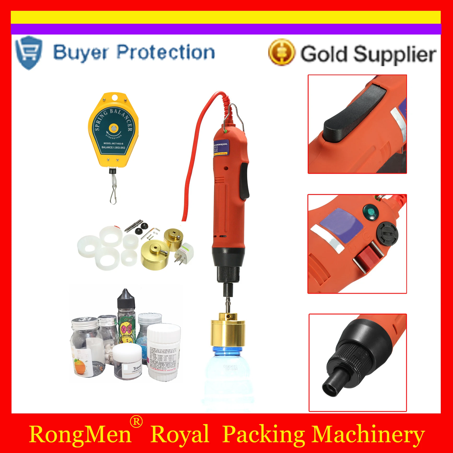 

Portable Capping Machine Handheld Manual Screw Capper Bottle Cap Lid Sealing Electric 10-50mm Cover Screwing Tools Free Shipping