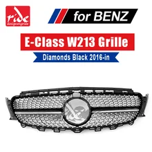 Для Mercedes-Benz W213 Спортивная Алмазная решетка гриль ABS черный с камерой E class E200 E250 E300 E350 E400 E500 E550 грили 16-18