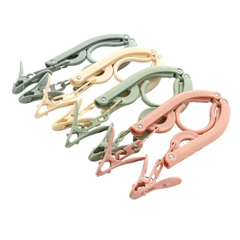 

4 PCS Portable Folding Clothes Hangers with 8 Hanger Clips for Scarves Suits Trousers Pants Shirts Socks Underwear for Travel