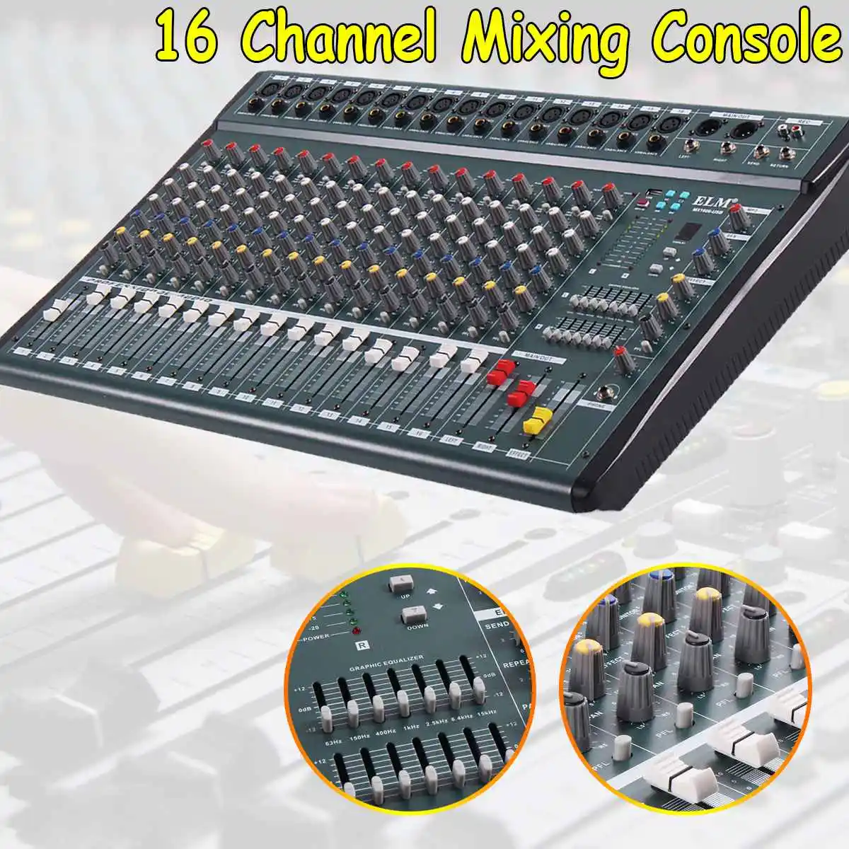 

16 Channel Professional Audio Mixer Console Digital Connect With Mixer Power Amplifier USB DJ Sound Mixing Console Stage Party