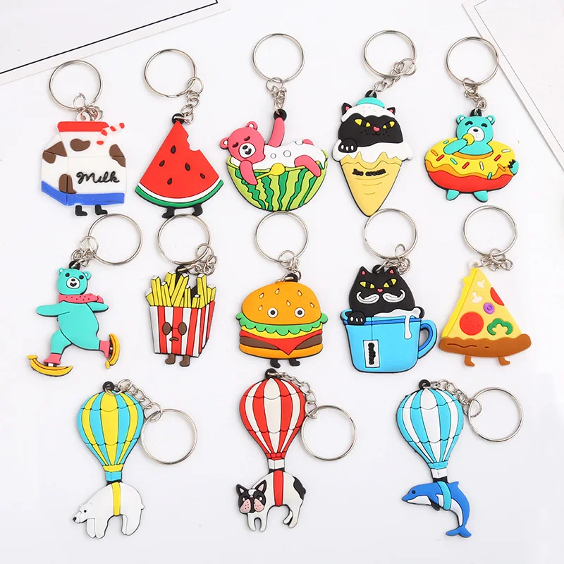 

Cartoon Car Bag Lovely 1PC New Hot Unisex Rubber Fruit PVC Key Ring Animal Keychain Hamburger Fashion Gift