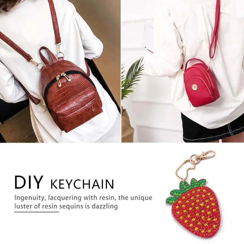 

DIY Full Drill Diamond Painting Cartoon Fruit Key Chain Handmade Gifts Decoration Full Diamond Embroidery Fruit Diamond Painting