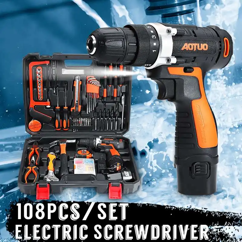 

12V Electric Screwdriver Portable Cordless Hammer LED Light Drill Driver Power for Wood Metalworking