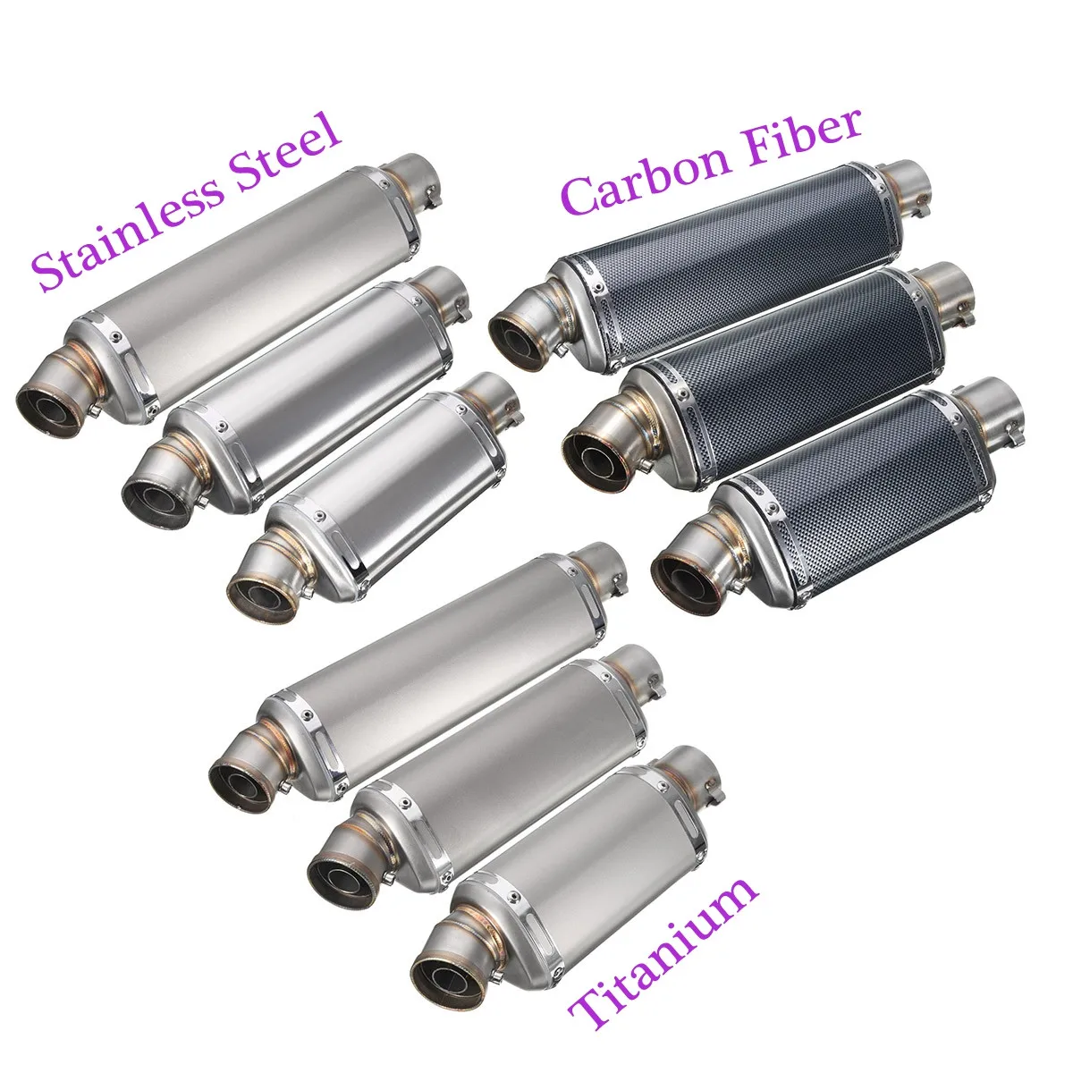 

for Honda for Kawasaki for Yamaha 38-51mm Stainless Steel Motorcycle Exhaust Muffler Pipe w/ Silencer Universal S/M/L Three size