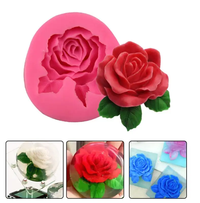 

Silicone Liquid Mold Large Rose Shaped Fondant Moulds Handmade Soap Cake Molds Baking Tools Kitchen Decorative Home Products