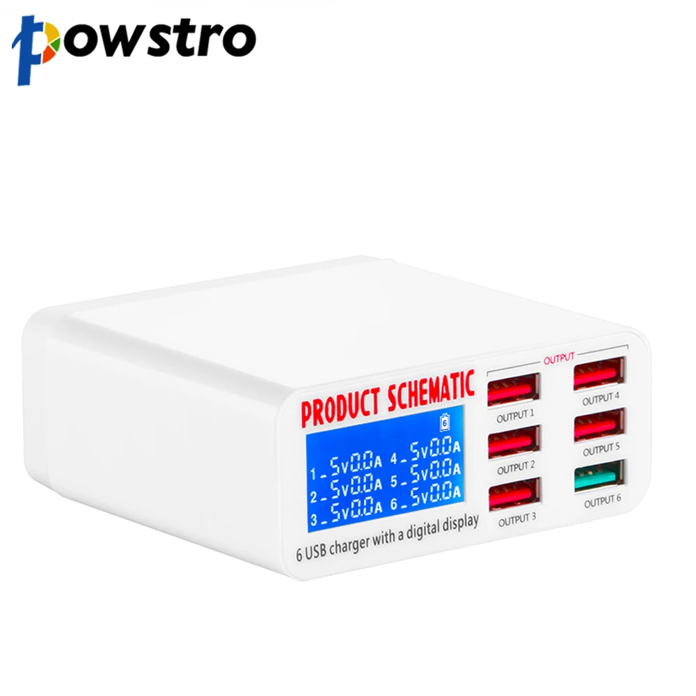 

Universal 6 USB Charger HUB 40W 5V 6A Smart LED Display Mobile Phone Charge Station Quick Charge 3.0 USB Charging Power Adapter