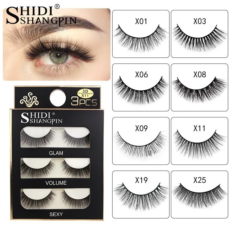 

3 pairs mink lashes natural long makeup 3d false eyelashes 1cm-1.5cm false lashes hand made 3d mink eyelashes Purchase gift