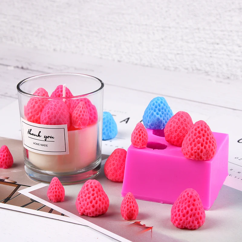 

Strawberry Shape Candle Mold Silicone Molds Form for Candle DIY Making Supplies Mold Aromatherapy Candle Mould Handmade