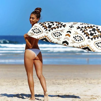 

Beach Towels Bohemian Style Print Ball Tassel Blanket Yoga Mat Women Sunbath Dress Bath Towel