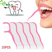 25 шт./упак. зубная нить пластиковая зубочистки уход за полостью рта зубочистки чистки зубов межзубная щетка одноразовые