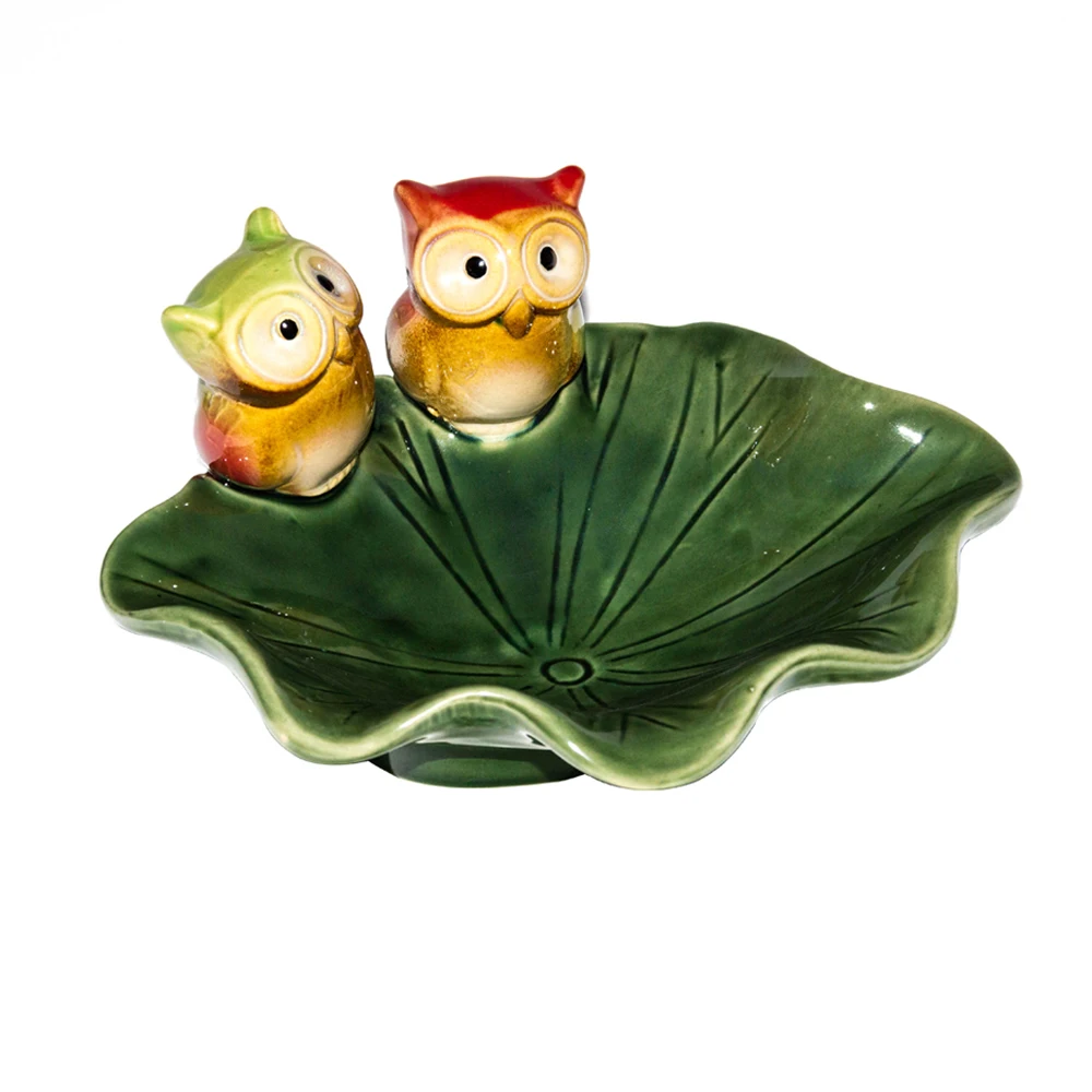 Ceramic Cute Owl Shaped Jewelry Dishes Ceramics Animal Model Plates Soap Dish Garden Decorative