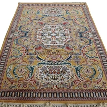 Вискозный французский ковер около 5,3 'X 7,6' машинный изготовленный толстый плюшевый ковер, изготовленный на заказ 2yellowgc161savyg28