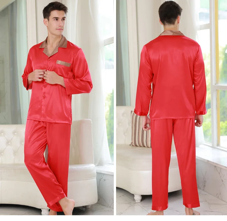 2019 new summer lovers pajamas red mens silk sleepwear sexy silk pyjama set boutique silk scarlet wedding sleep clothes