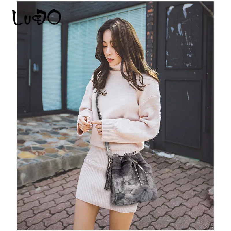  LUCDO Autumn Winter Fashion Women Shoulder Bag Ladies Crossbody Bag Leopard Plush Fur Hairy Female  - 32963166282