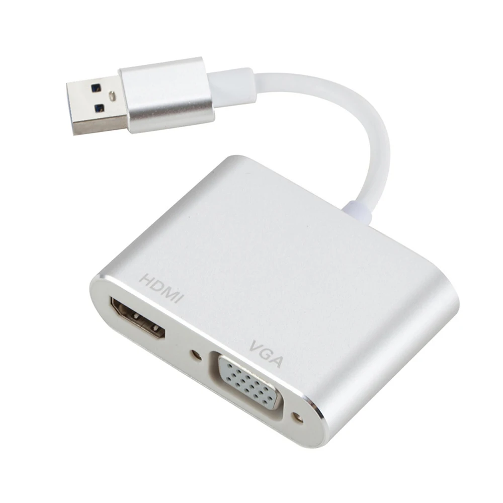 

Multi-Display 2-in-1 USB to HDMI Converter 1080P HD For Macbook Computer 4K USB3.0 to HDMI VGA Adapter Audio Video Cable
