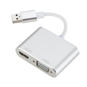 

Multi-Display 2-in-1 USB to HDMI Converter 1080P HD For Macbook Computer 4K USB3.0 to HDMI VGA Adapter Audio Video Cable