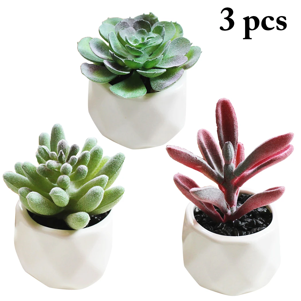 Cena 3 sztuk sztuczne sukulenty Mini dekoracyjne doniczkowe fałszywe sukulenty sztucznych roślin symulacji roślin kreatywne ozdoby