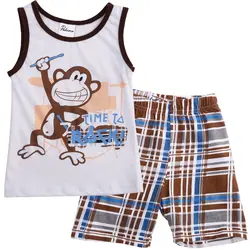Pudcoco/комплект из 2 шт., одежда для маленьких мальчиков, топ без рукавов + штаны, комплект одежды для малышей, комплект одежды из хлопка для