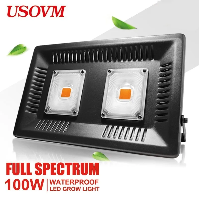 100 Вт LED Cob лампа для выращивания растений Водонепроницаемая полный спектр роста