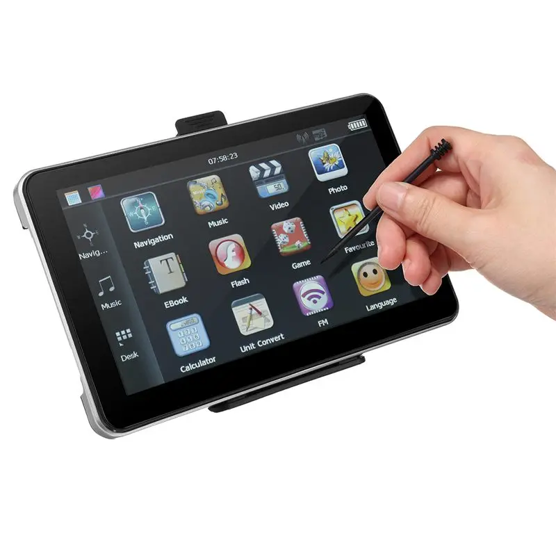 

A Set 7 Inch 5V DC USB Port Screen Car Auto GPS Navigation MMC Slot Rechargeable Video Audio FM Mp3 Player E-book