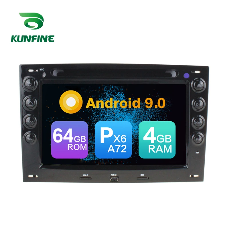 Android 9 0 Core PX6 A72 Ram 4G Rom 64G Автомобильный DVD GPS мультимедийный плеер стерео для Renault Megane