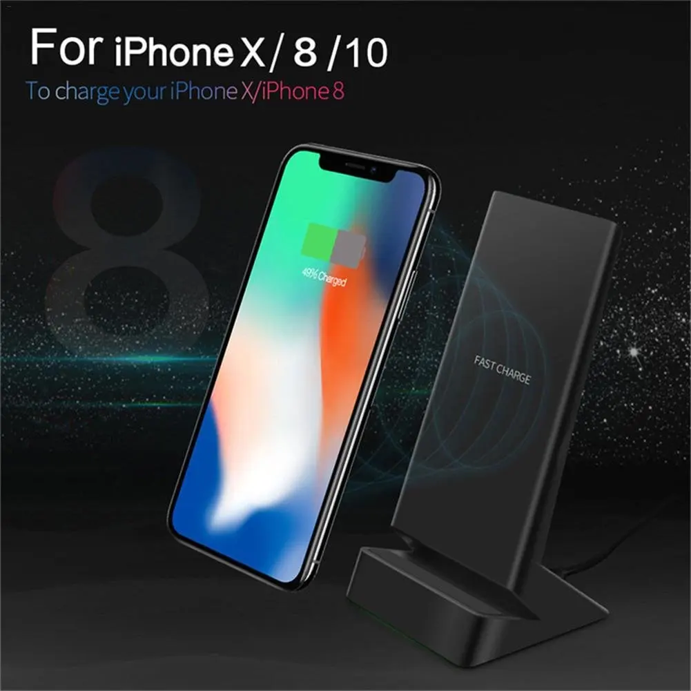 Qi Быстрая зарядка Беспроводная W9 подставка 2 0 5 В/2A 9 В/1.67A для Iphone 8 10 X Samsung S6 S7 S8