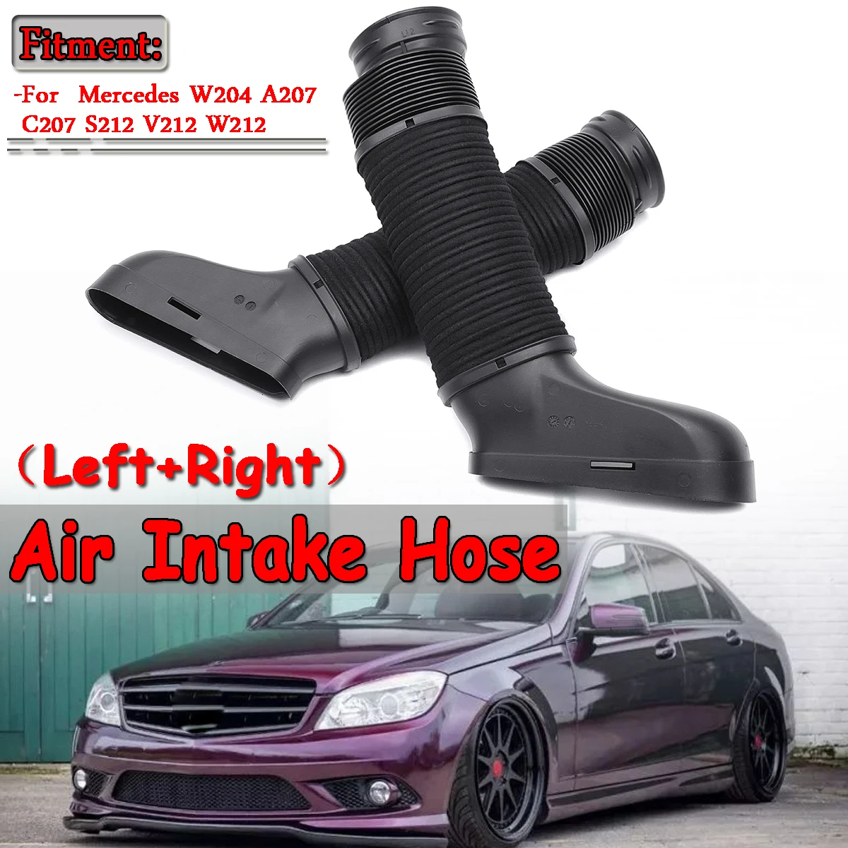 

1Pair Car Side Air Intake Duct Hose Black For Mercedes W204 A207 C207 S212 V212 W212 2720903682 Intake Manifold For original Car