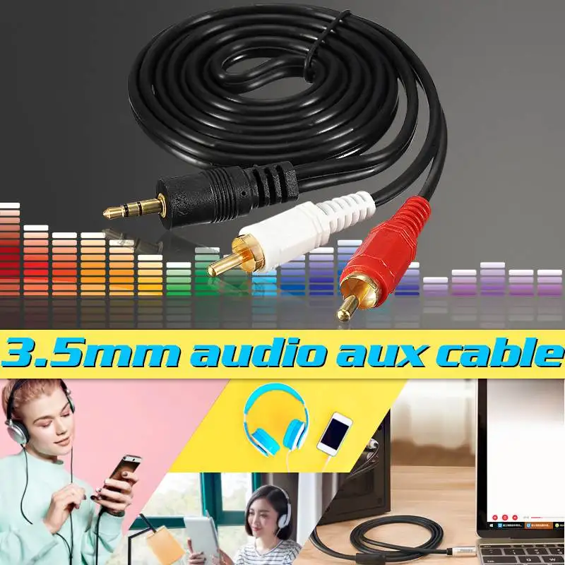3.5mm Dual RCA Male Audio Y Cable For Mobile Phone CD Players Audio