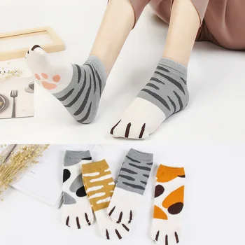 

1Pair Cute Women Cotton Socks Lady Girls Winter lovely Cartoon Cats Paw Kitty Claws Ankle Short Socks