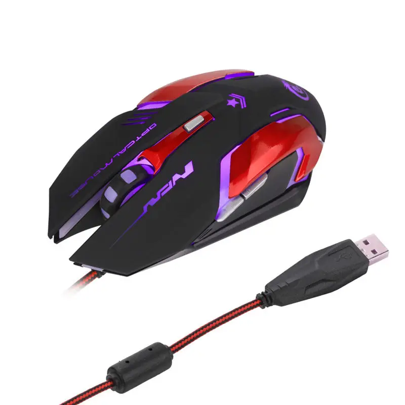 Hxsj мышь 3200 точек/дюйм 6 кнопок Led оптическая игровая макро программируемые мыши Usb