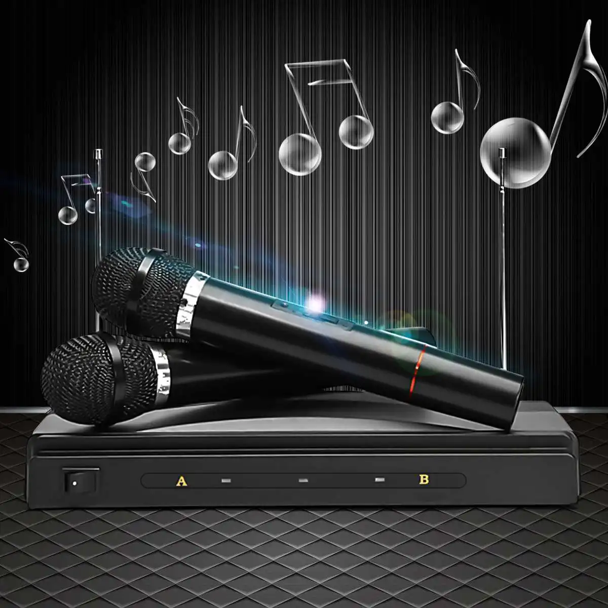 LEORY Handheld Microphone 2 Mic With Receiver For Karaoke DJ Sing Songs