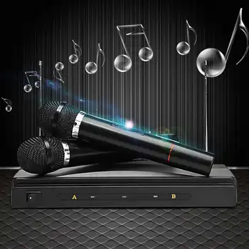 

LEORY Handheld Microphone 2 Mic With Receiver For Karaoke DJ Sing Songs Dual Cordless Wireless Microphones Mobility Affordable