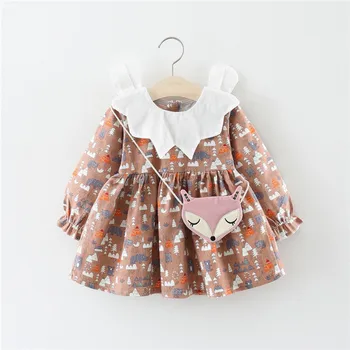 

Princess Newborn Toddler Baby Girl Dress Long Sleeve Crew Neck Crossbody Bag Formal Pageant Party Dresses Clothes 6M-3T Girls