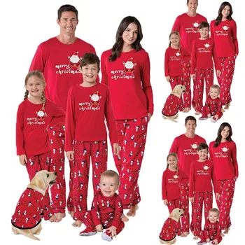 

2019 Family Matching Christmas Pajamas PJs Sets Kids Adult Xmas Sleepwear Nightwear Clothing family casual Santa clothes Set