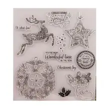 AsyPets Weihnachten Girlande Elch Muster Transparent Silikon Klar Briefmarken Set für Scrapbooking DIY Papier Karte Dekorative Stempel(China)