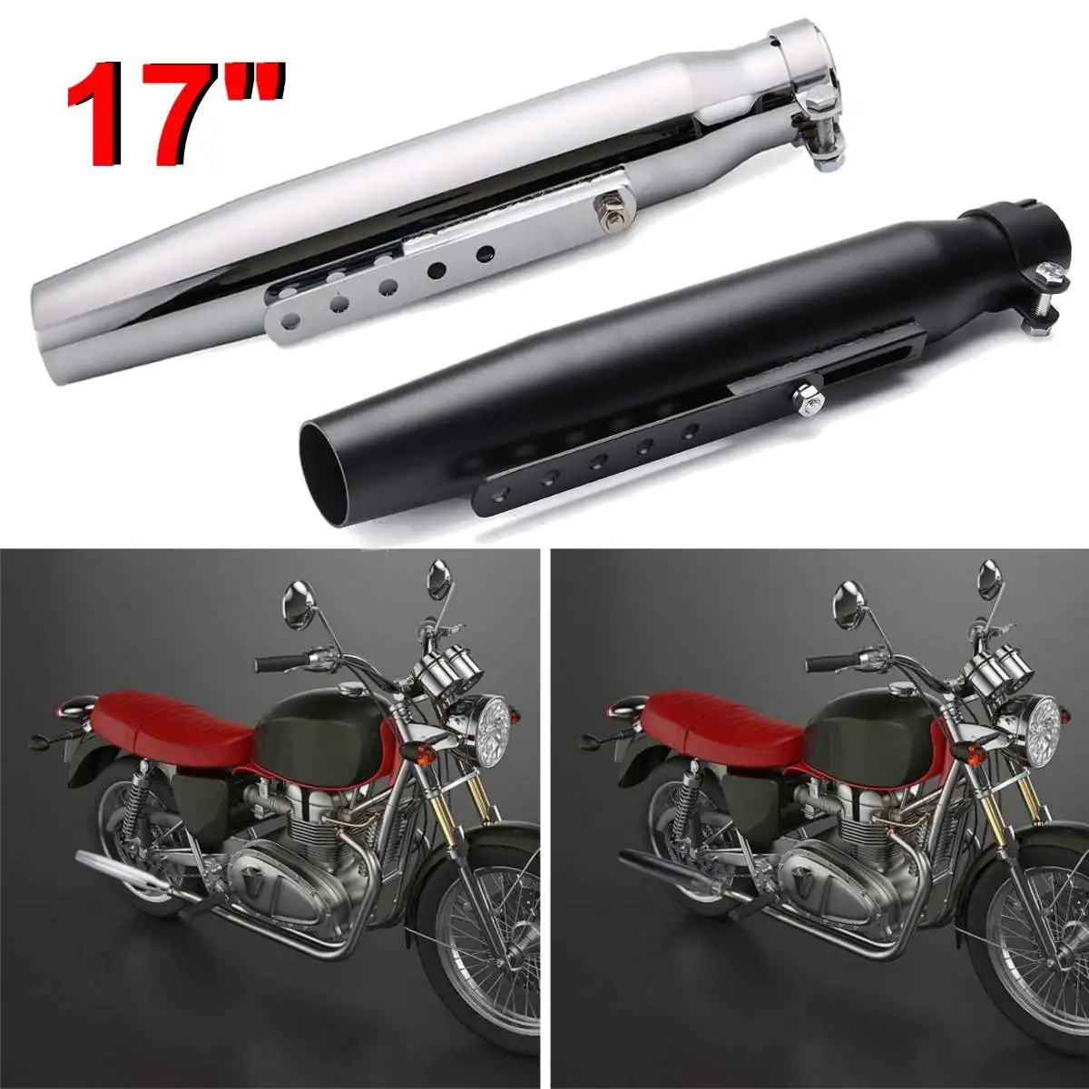 

Universal Motorcycle Exhaust Pipe Muffler Exhaust Tip Tail Pipe Tube For Harley Cafe Racer Bobber
