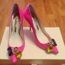 European Designer Shallow Single Shoes Women Rhinestone Satin Pointed Toe High Heels Crystal Wedding Diamond Evening Dress Pumps European Designer Shallow Single Shoes Women Rhinestone Satin Pointed Toe High Heels Crystal Wedding Diamond Evening Dress Pumps