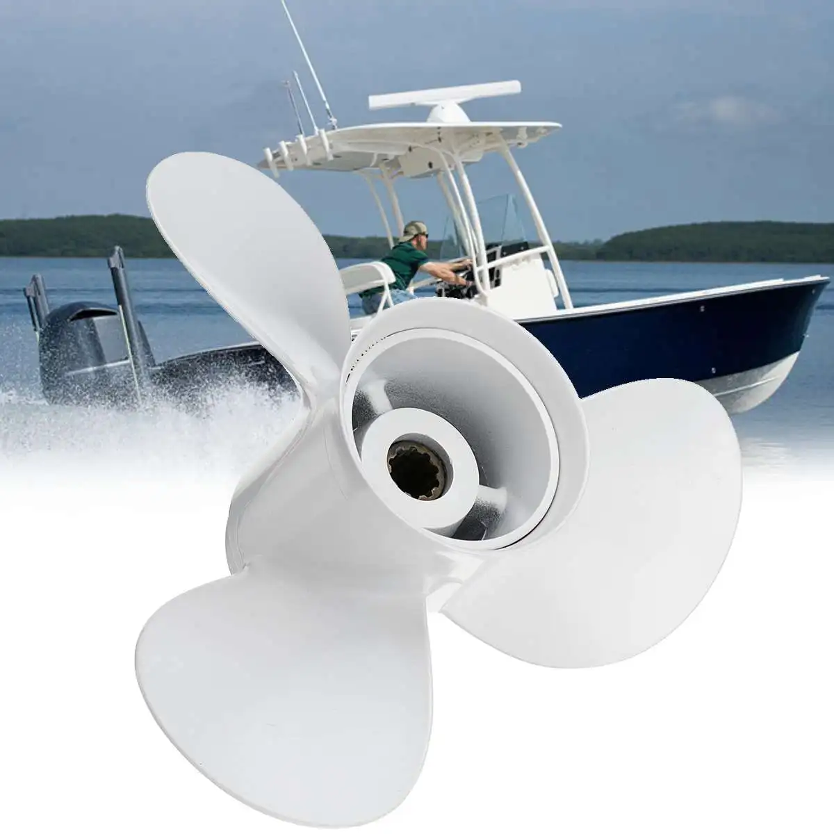 

Boat Outboard Propeller 664-45952-00-EL Aluminum For Yamaha 20-30HP 9 7/8 x 14 10 Spline Tooths White 3 Blades R Rotation