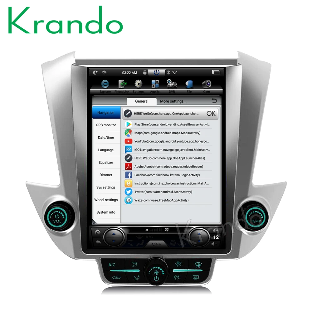 Perfect Krando Android 8.1 12.1" Tesla style Vertical car GPS For GMC Yukon / Chevrolet Tahoe Suburban 2015+  navigation system radio BT 1