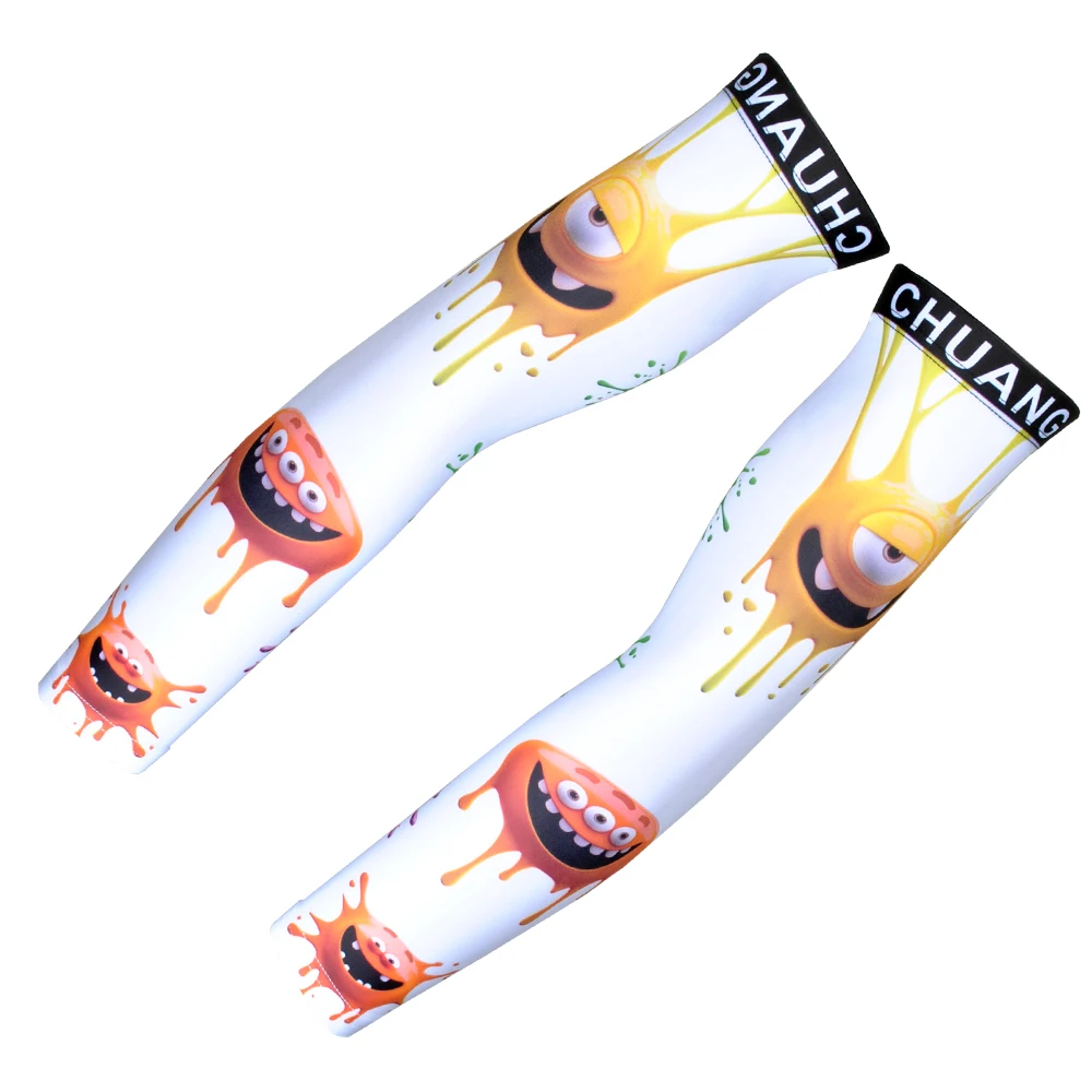

cartoon Ropa Ciclismo Invierno Compression Sport Arm Sleeve Bicycle Cycling Armwarmers Warmers Men Running Manguillas Deporte