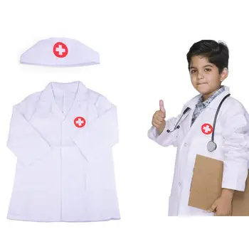 

Children's Clothing Role Play Costume Doctor's Overall White Gown Nurse Uniform