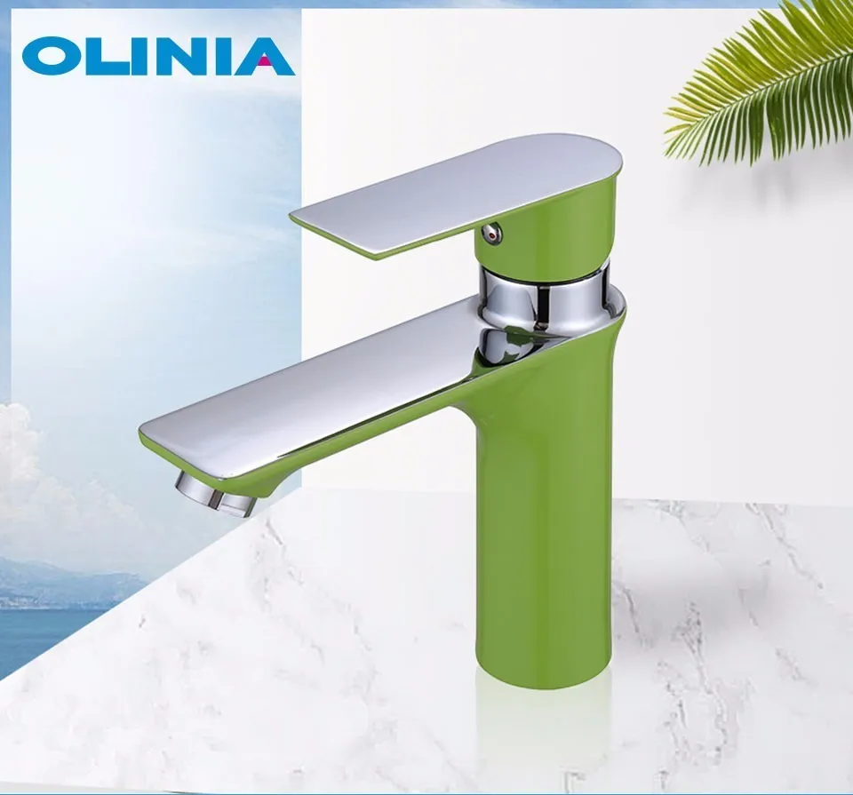 

Olinia Basin Sink Tap Green Life Single Hole Basin Faucet Hot And Cold Water Mixer Tap Basin Sink Faucet OL8200CG