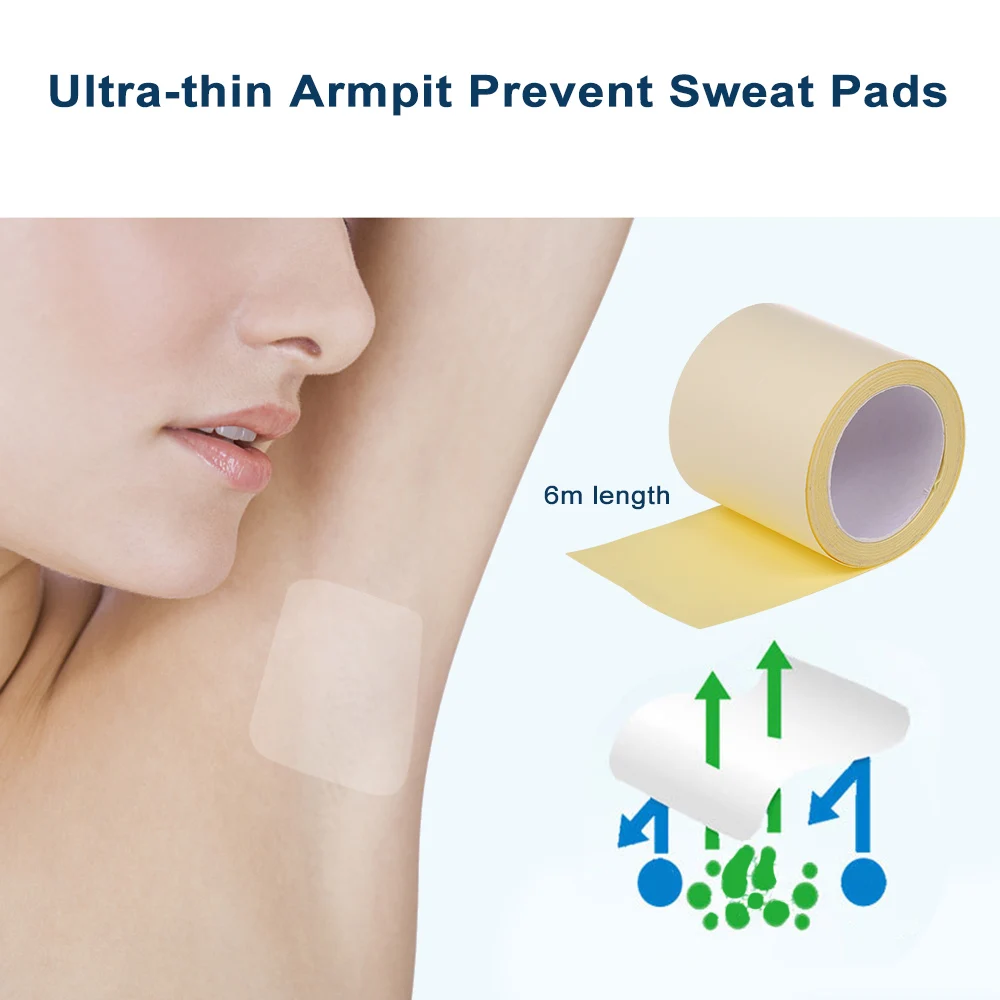 

1 Roll Disposable Armpit Prevent Sweat Pads Transparent Underarm Dry Antiperspirant Sticker Ultra-thin Keep Dry Stickers