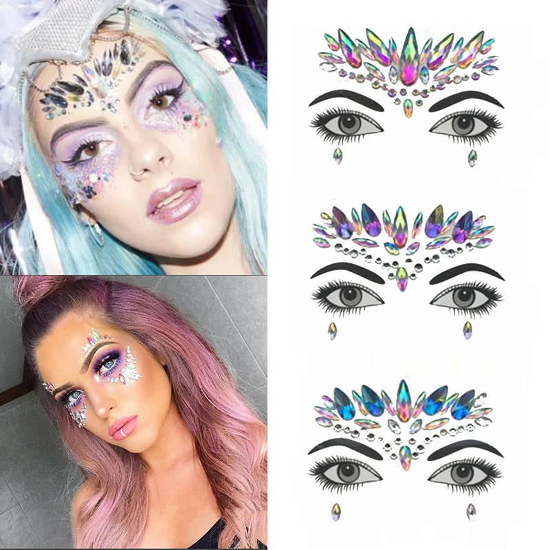 

Glitter Face Jewels Temporary Tattoo Sticker Body Gems Gypsy Festival Adornment Party Face Decoration Tattoo Beauty Makeup Tools
